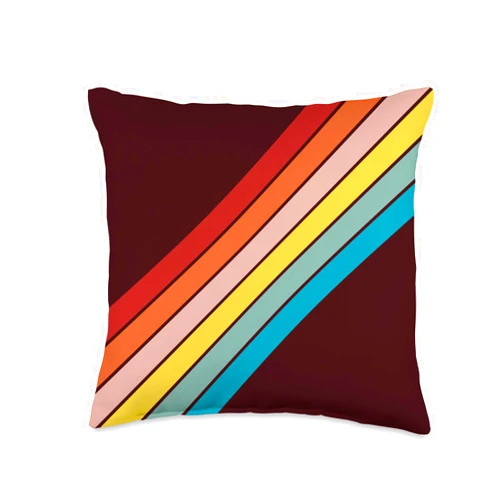 Classic Minimal Decorative Retro Pattern Design Colorful 70s Vintage Style Retro Summer Stripes Throw Pillow, 16x16, Multicolor