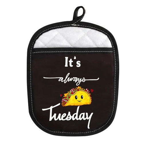 LEVLO Funny Taco Life Oven Mitt with Hot Pads Taco Lover Gift It's Always Taco Tuesday Pot Holder for Friend Family (Taco Tuesday)