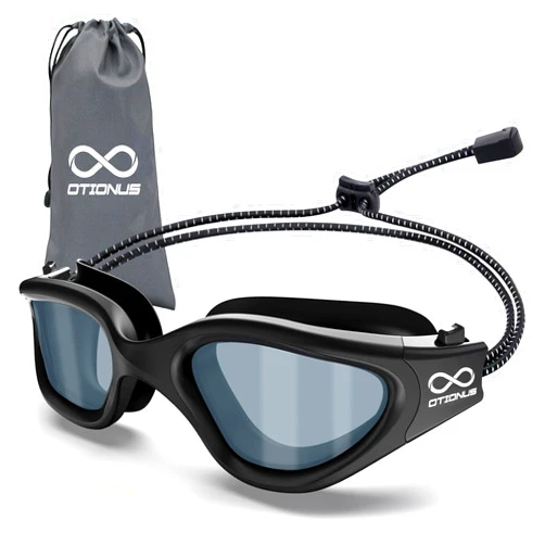 Otionus Swim Goggles, Polarized Adult Swimming Goggles Bungee Strap No Hair Pulling Anti-fog Pool Goggles for Men Women