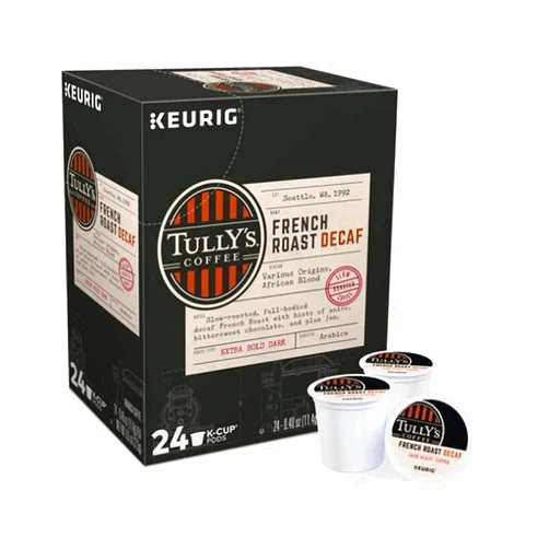 Veeiid Keurig Coffee Pods K-Cups 16 / 18 / 22 / 24 Count Capsules ALL FLAVORS (24 Pods Tully's - French Roast Decaf Extra Bold)