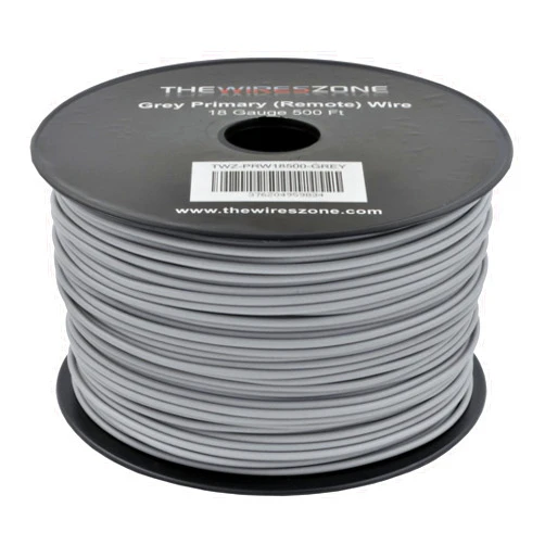 The Wires Zone 18 Gauge AWG 500' Feet ft Stranded Primary Remote Wire Cable (Grey)