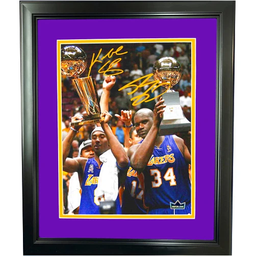 HOFSM.COM Hall of Fame Sports Memorabilia Framed Kobe Bryant Shaquille O'Neal Los Angeles Lakers Dual Facsimile Laser Engraved Signature Auto 11