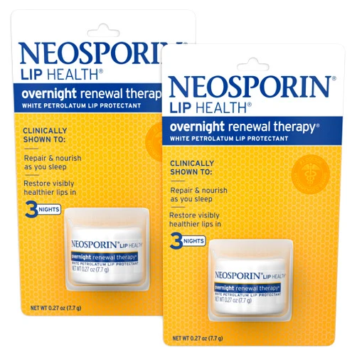 Neosporin Lip Health Overnight Renewal Therapy, 0.27 Oz, Pack of 2