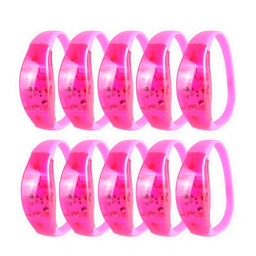 Watreketal 10PCS Glow Bracelets, LED Bracelets 3 Modes (Fast Flash/Slow Flash/Always on) Glow in the Dark Bracelets Perfect Party Favors for Birthdays, Glow in the Dark Themed Parties (Pink)