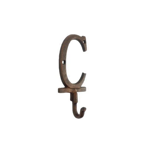 Handcrafted Nautical Decor Rustic Copper Cast Iron Letter C Alphabet Wall Hook 6