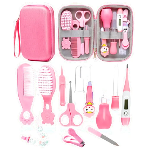 YASEW Baby Healthcare and Grooming Kit, Safety Newborn Nursery Baby Care Kit, with Hair Brush Comb, Nail Clipper, Thermometer, Pacifier Clip, Baby Registry Search, Newborn Essentials Girls Boys (Pink)