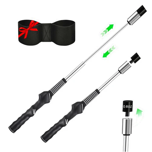 UYCCIMB Retractable Golf Swing Trainer, Portable Golf Grip Trainer Right Hand with Practice Golf Club Weights for Enhance Swing Technique, Beginners Tempo Trainer for Chipping Hitting