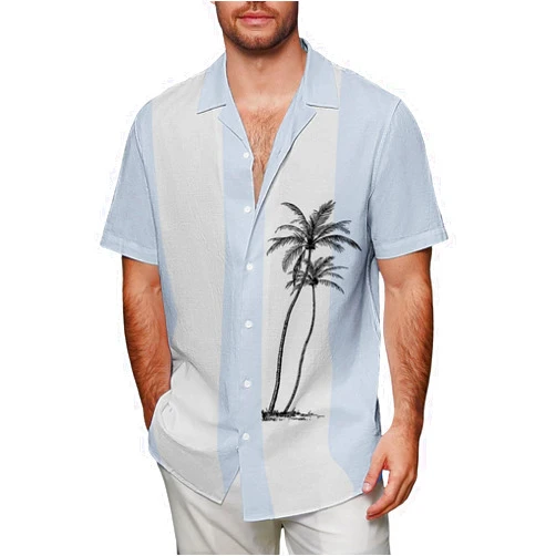 Generic Mens Hawaiian Shirts Short Sleeve Button Down Shirt Summer Vacation Travel Essentials for Tropical Vacation Clothes