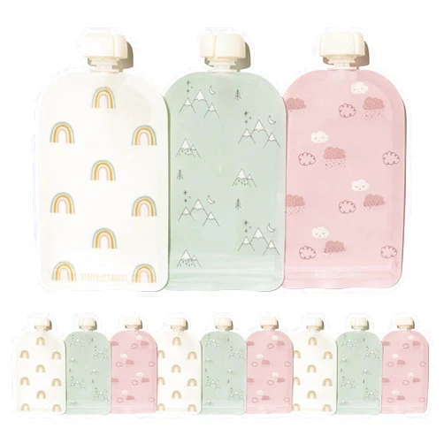 Hippypotamus Reusable Baby Food Pouches for Toddlers - BPA Free Food Grade - Dishwasher & Freezer Safe - Baby Food Containers - Refillable Squeeze Pouch for Applesauce & Yogurt - 12 Pack (Rainbows)