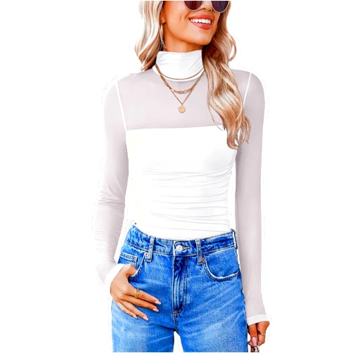 Avidlove Women Long Sleeve Bodysuit Turtle Neck Shapewear Body Suits Mesh One Piece Leotard Shirt Going Out Tops Fall Outfits