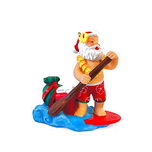 Island Heritage Hawaiian Handpainted Polyresin Christmas Ornament Jolly Paddler Santa