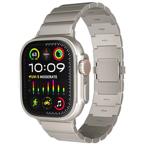 OFIDUS Titanium Watch Band for Apple Watch - Magnetic Clasp Adjustable Titanium Watch Band with DLC Scratch Resistant - Titanium iWatch Ultra Wristband for 49 45 44 42 41mm of Ultra 2 1 / S9 to S1