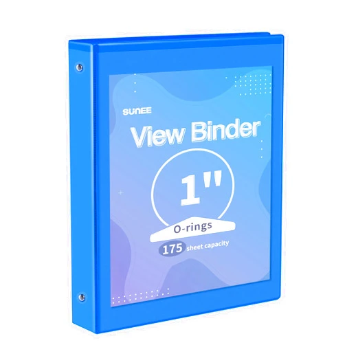 SUNEE 3 Ring Binder 1 Inch 1 Pack, Clear View Binder Three Ring PVC-Free (Fit 8.5x11 Inches) for School Binder or Office Binder Supplies, Blue Binder