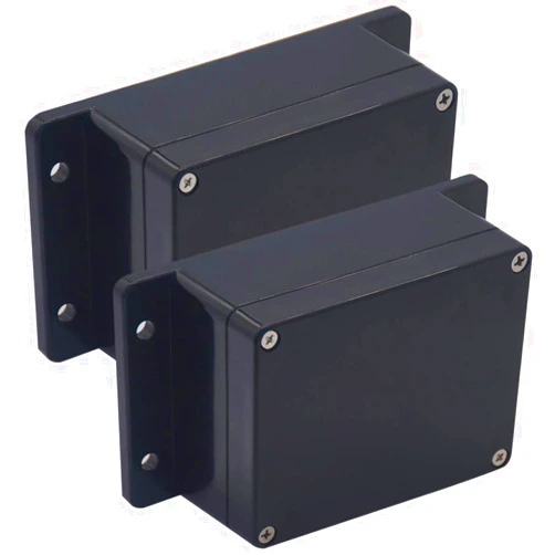 Raculety 2 Pack Project Box IP65 Waterproof Junction Box ABS Plastic Black Electrical Boxes DIY Electronic Project Case Power Enclosure with Fixed Ear 4.53 x 3.54 x 2.17 inch (115x90x55mm)