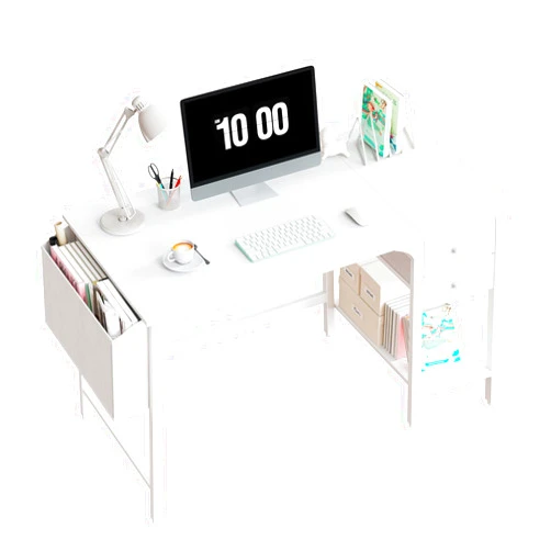 Lufeiya White Small Desk with Drawers - 40 Inch Computer Desk for Small Space Home Office, Modern Simple Study Writing Table PC Desks