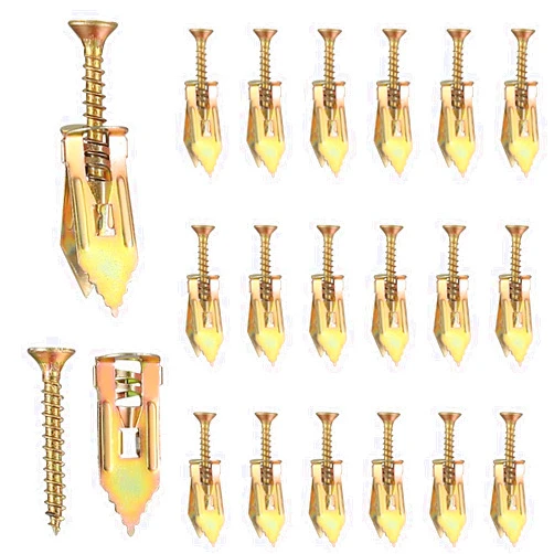 Siyurongg 50 Pcs Self Drilling Drywall Anchors with Screws Kit, Zinc Plated Steel Wall Anchors and Self Tapping Screws Heavy Duty, No Drill Or Holes in Wall, for TV, Shelf Straps, Bike, Cabinets