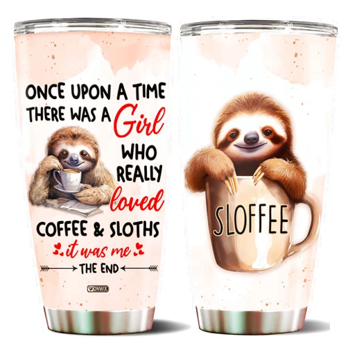 WONWIX Sloth Gifts for Women Girl Who Loves Sloths Tumbler Stainless Steel with Lid 20 oz Sloffee Travel Mug Lazy Sloth Coffee Cup Gift for Girls Birthday Christmas