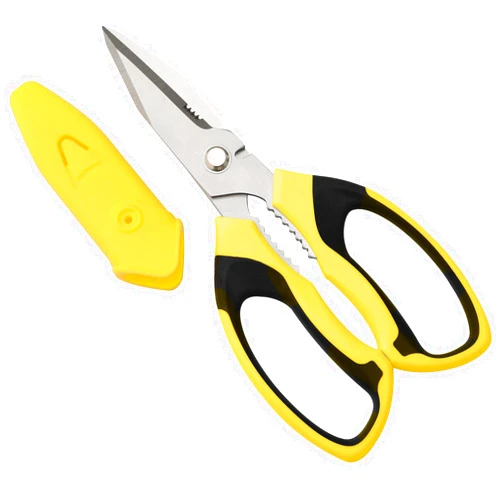 BoFuYuan Utility Scissors Heavy Duty: sharp Scissors All Purpose heavy duty, Easy Cutting Carpet, Cardboard, Wires, Leather, Fabric（8'' Yellow）