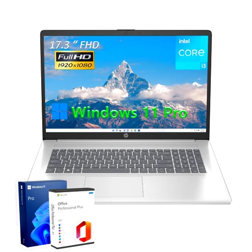HP 17 Laptop for Student and Business - Win 11 Pro & Office 2021 Lifetime License, 16G RAM, 512G SSD, 17.3