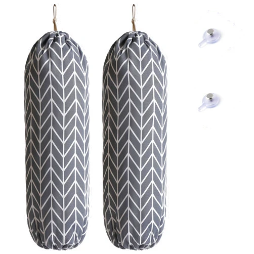 JIMSUMM 2 Pcs Plastic Bag Holder, JIMSUMM Wall Mount Plastic Bag Organizer, Washable Large Grocery Bag Storage Dispenser, Shopping Bags Carrier for Home Kitchen Travelling, 22x9 in shopping bag carrier (Gray)