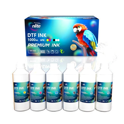 Enlite Premium DTF Ink 1000ML Value Pack, Water-Base Digital Inkjet Ink Refill for Direct to Film Printers with Epson Printhead L1800 L805 R1390 4720 I3200 XP600 DX7 DX5 5113, 6-Pack（2W-1BK-1C-1M-1Y）