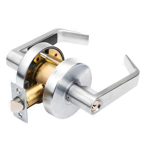 Dynasty Hardware AUG-00-26D Grade 2 Commercial Duty Office Door Keyed Lever Lockset, ADA, Satin Chrome Finish