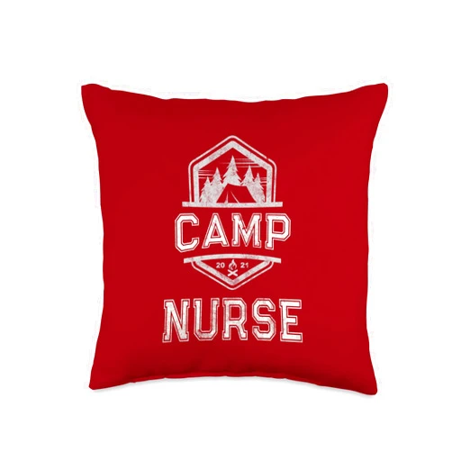 Campfire Medic Frontline Squad Vintage Camp Nurse Summer Medical Staff Campground Crew Throw Pillow, 16x16, Multicolor
