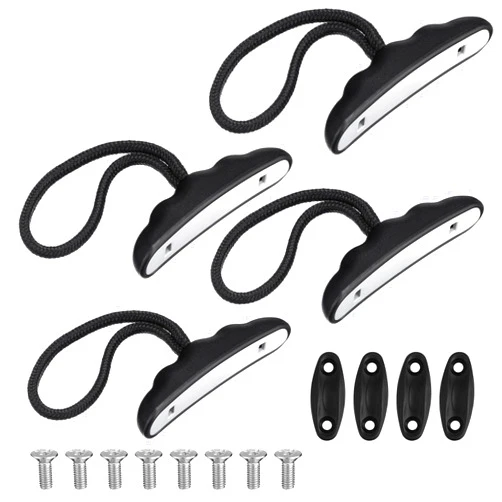 Relaxgiant 4 Pieces Kayak Handles Kit Canoe Carry Handle Pull Handle T Handle with Cord and Pad Eyes Screws for Kayak Emotion Kayaks Luggage Kayak Replacement Installation Kit