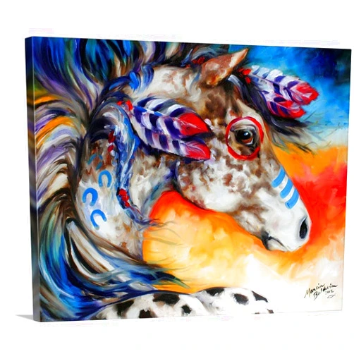 CANVAS ON DEMAND Appaloosa Indian War Horse Canvas Wall Art Print by Marcia Baldwin, Abstract, Contemporary, Home Decor, Horse, Equestrian Artwork, 14