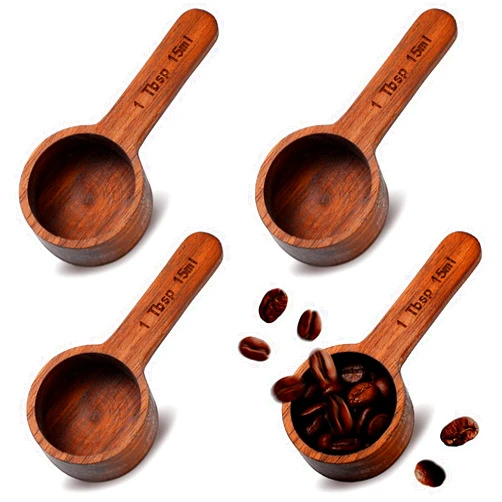 Skyley 4 Pieces Coffee Spoon Wooden Coffee Scoop Coffee Measure Scoop Wooden Table Spoon Coffee Ground Wood Tablespoon for Measuring Coffee Beans Tea Cooking Home Kitchen Accessories, 15 ml