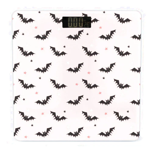Novastar Halloween Black Bats Star Pink Digital Scales for Body Weight - Bright LCD Display Digital Weight Scales Bathroom with Automatic Power On/Off - Sturdy Tempered Glass Surface
