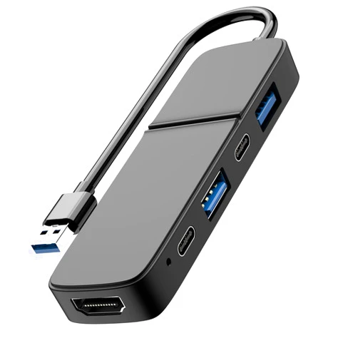Eanetf USB to HDMI Adapter, Eanetf Dual USB C USB A 3.0 Hub: 5 Ports with 2* USB-C and 2* USB-A and 1* HDMI Extend for TV,DVD Player,Projector,Monitor,Laptop,PS4,Flash Drive, HDD,Xbox, Printer etc - 5 in 1