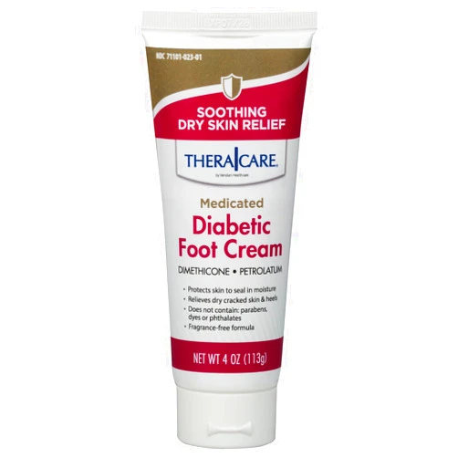 Thera Care TheraCare Medicated Diabetic Foot Cream | Dimethicone + Petrolatum | Protects and Seals | Relieves Dry Heals | Paraben-Free | Odor-Free | 4.0 oz.