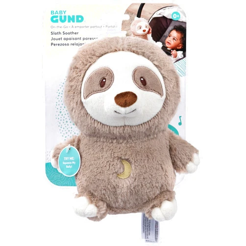 GUND Baby Lil’ Luvs On The Go Sloth Soother for Babies and Newborns, Plush Sloth Stuffed Animal Sound Toy, Brown/Cream, 6”