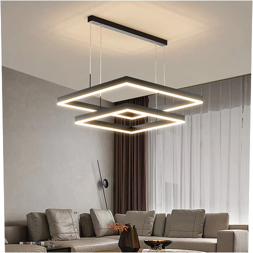 ZLKDESC Chandeliers,Acrylic Modern Led for Foyer Breakfast Room Kitchen Bedroom Restaurant Adjustable Height White Light/Double Layer/40+60Cm