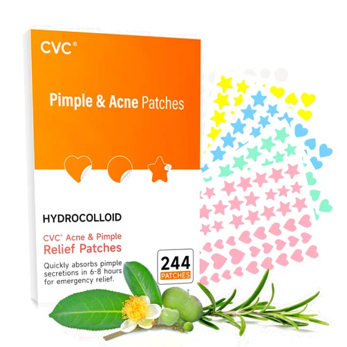 CVC Acne Pimple Patches for Face Skin: Hydrocolloid Blemish Spot Treatment Patch for Skin Care - Salicylic Acid Mighty Clear Zit Star Skincare Stickers - Tea Tree Oil Zit Removal Cute Patch Dots for Teen