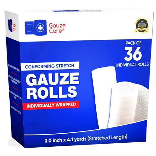 Gauze Care Gauze Rolls 3 inch 36 Rolls – Premium Quality Lint and Latex-Free Rolled Gauze 3 inches x 4.1 Yards - Conforming Stretch Bandages Designed for Effective Wound Care & Comfort