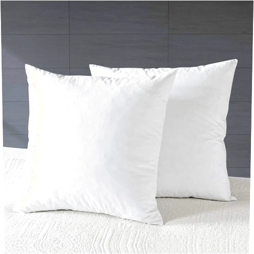 APSMILE Organic 16x16 Feather Down Throw Pillow Inserts Set of 2, 100% Cotton Fabric, Soft Fluffy Square Decorative Pillow Form Core for Sofa, Bed, Couch, Cushion Sham Stuffer
