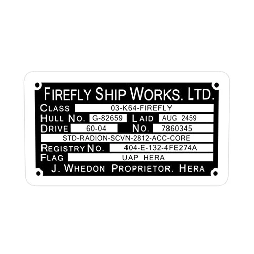 Decals Firefly Ship Works Ltd. Sticker Sticker - Sticker Graphic - Waterproof - Fade Resistant Die Cut