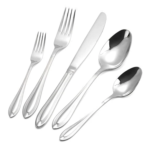 ROMAWARE Silverware Set for 4, 20-Piece Flatware Set Include Spoons And Forks Set, Stainless Steel Cutlery Set with Line Pattern, Mirror Polished, Dishwasher Safe.