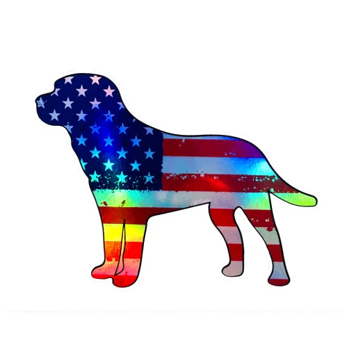 WickedGoodz American Flag Labrador Retriever Holographic Vinyl Decal - Patriotic Bumper Sticker - Lab Dog Pet Owner Sticker