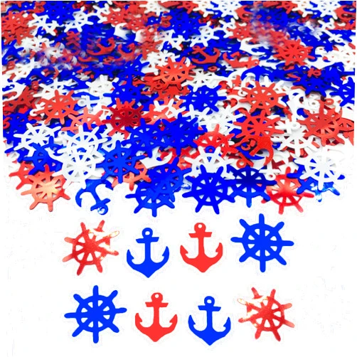 JNSAXMI Confetti Anchor Rudder Confetti Table Metallic Foil Party Decoration Nautical Baby Shower Birthday Party Favor for Patriotic Wedding Engagement Bachelor Party Theme Red White Blue(Anchor)