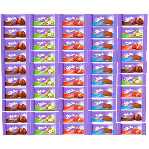 TimelyTreats 50-Pack Milka Naps Assorted Chocolate Bars - Premium European Chocolate Variety Pack, German Chocolate Assortment Box for Holidays & International Candy Lovers