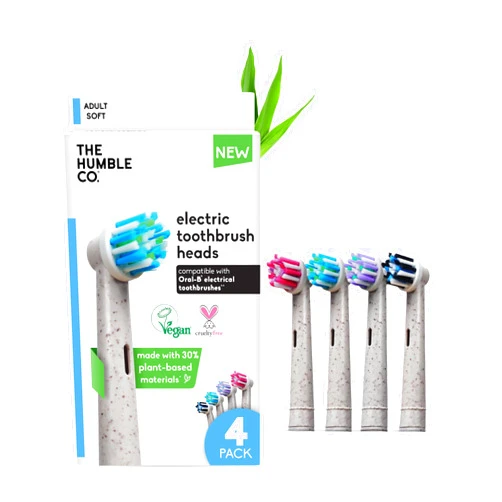 The Humble Co. The Humble Co Bamboo Electric Toothbrush Heads Compatible with Oral B Toothbrushes - Replacement Toothbrush Heads with Soft Bristles - Dental Oral Care & Hygiene - Regular Bristles