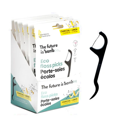 The future is bamboo Floss Picks (6 Pack, 300 Pieces) Reusable, Plant Based and Eco Friendly, Natural Bamboo Tooth Picks Flossers for Adults and Kids with Dental Pick, for Oral Care, Dental Hygiene, and Gum Health