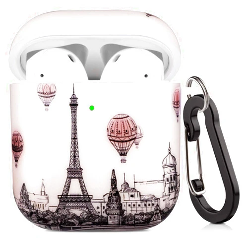 Cutebricase Airpods Case, Paris Tower Airpod Case Protective Hard Airpod Case Cover for Apple AirPods 2 & 1 with Keychain Compatible with Wireless Charging