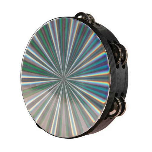 Javik Radiant Tambourine 8 Inch Hand Held Drum with Double Row jingles, Reflective Tambourines Percussion Musical Instruments for Adults Kids Church Party Dance Games