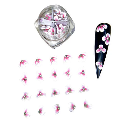 HaFLoNa Set 50Pcs White 3D Flowers for Nails, Handmade 3D Acrylic Flowers for Nails, Flower Nail Charms Rhinestones Gems by Acrylic Powder Design Deco Nail Art Women Girls (Apricot Tiny White Pink - 50Pcs)