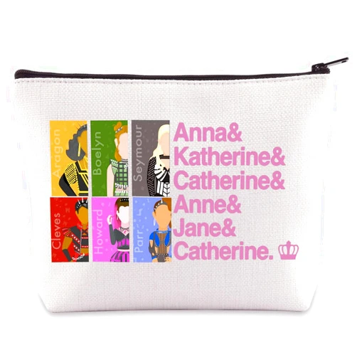 BWWKTOP Six Musical Broadway Cosmetic Makeup Bag Musical Theatre Gifts Anna& Katherine& Catherine& Anne& Jane& Catherine Zipper Pouch Bag For Women Girls (Anna& Katherine)