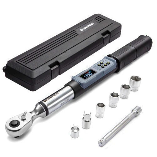 GROWNEER Digital Torque Wrench, 5-99.6 Ft-lbs/6.8-135 nm, 3/8'' Drive Rachet Torque Wrench with Buzzer & Colorful LED Indicator, Electronic Wrench Set for Bike Motorcycle Car Auto Repair